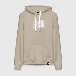Толстовка-худи хлопковая женская Кассета и плёнка, цвет: миндальный