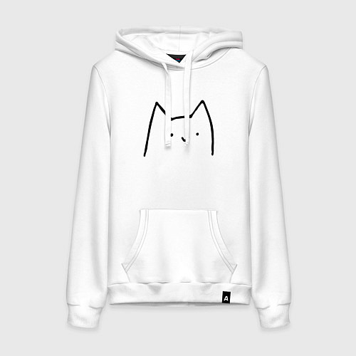Женская толстовка-худи Улыбающийся глупенький котик / Белый – фото 1