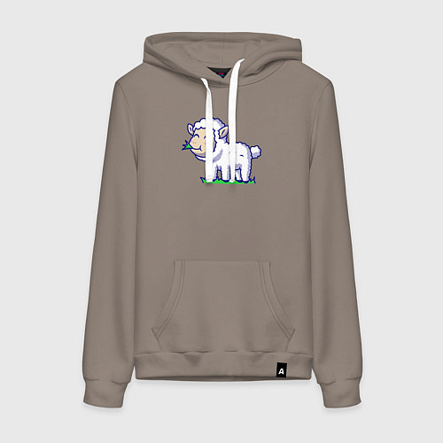 Женская толстовка-худи Овечка на лугу / Утренний латте – фото 1