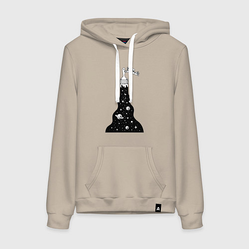 Женская толстовка-худи Художник космонавт / Миндальный – фото 1