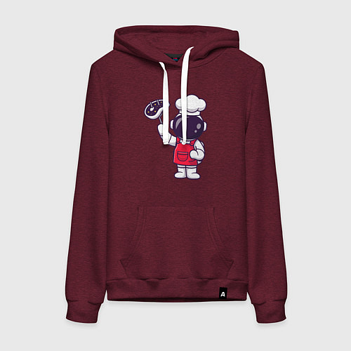 Женская толстовка-худи Повар космонавт / Меланж-бордовый – фото 1