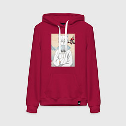 Толстовка-худи хлопковая женская Очень приятно Бог Томоэ, цвет: маджента