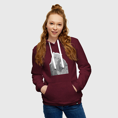 Женская толстовка-худи Очень приятно Бог Томоэ / Меланж-бордовый – фото 3