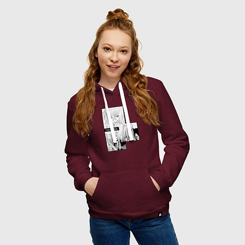 Женская толстовка-худи Очень приятно Бог Томоэ / Меланж-бордовый – фото 3