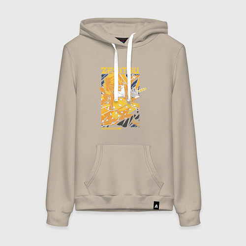 Женская толстовка-худи Клинок, рассекающий демонов Зеницу с катаной / Миндальный – фото 1