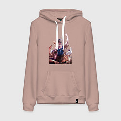 Толстовка-худи хлопковая женская Повесть о конце света Будда, цвет: пыльно-розовый