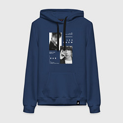 Толстовка-худи хлопковая женская Stray kids Minsung Lee know Han, цвет: тёмно-синий