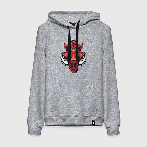 Женская толстовка-худи Красный кабанчик / Меланж – фото 1