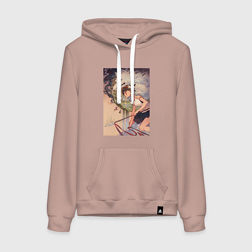 Женская толстовка-худи Принцесса Мононоке - волк Моро / Пыльно-розовый – фото 1