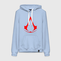 Толстовка-худи хлопковая женская Red logo of assassins, цвет: мягкое небо