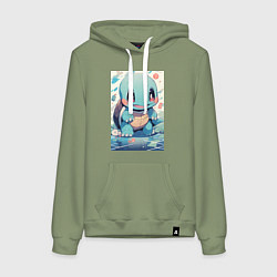 Толстовка-худи хлопковая женская Покемон Сквиртл, цвет: авокадо