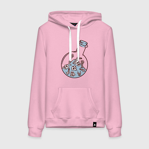 Женская толстовка-худи Скелеты в колбе / Светло-розовый – фото 1