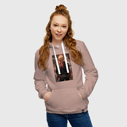 Женская толстовка-худи Ван-Пис Санджи кок / Пыльно-розовый – фото 3