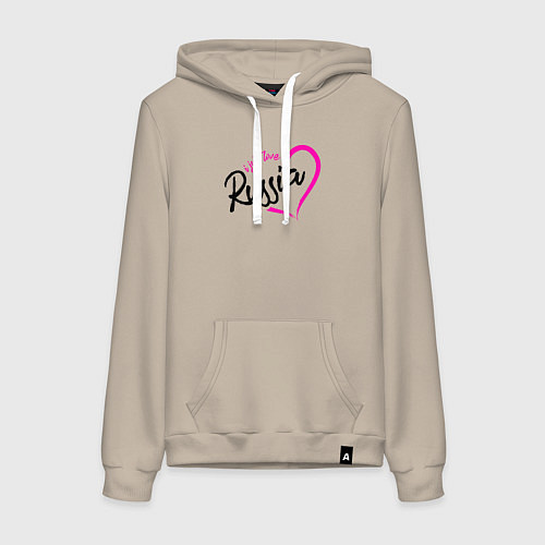 Женская толстовка-худи I just love Russia / Миндальный – фото 1