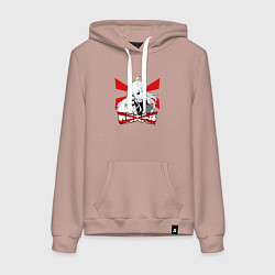 Толстовка-худи хлопковая женская Боевой отряд Полный провал Юмэко, цвет: пыльно-розовый