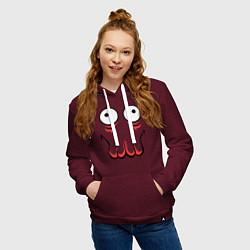 Толстовка-худи хлопковая женская John Zoidberg Face, цвет: меланж-бордовый — фото 2