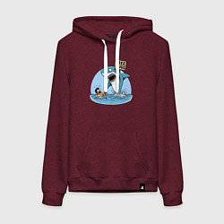 Толстовка-худи хлопковая женская Free hugs - shark, цвет: меланж-бордовый