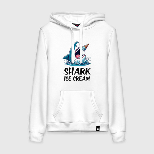 Женская толстовка-худи Shark ice cream - ai art / Белый – фото 1