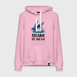 Толстовка-худи хлопковая женская Shark ice cream - ai art, цвет: светло-розовый