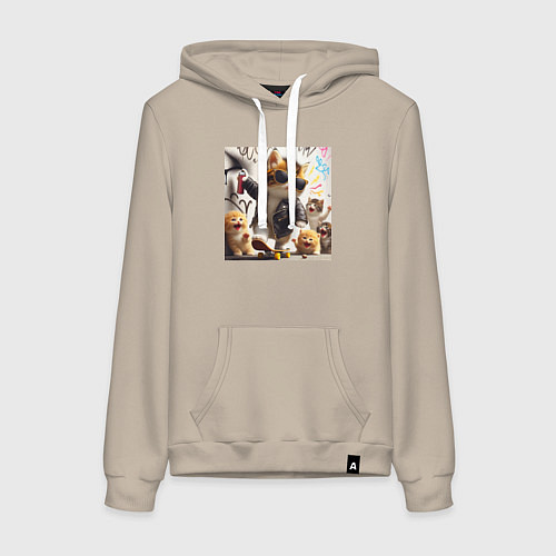 Женская толстовка-худи Кумир среди котят - граффити / Миндальный – фото 1