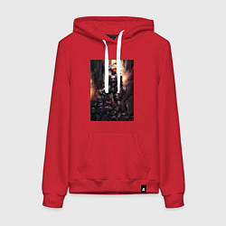 Толстовка-худи хлопковая женская Убийца гоблинов рыцарь, цвет: красный