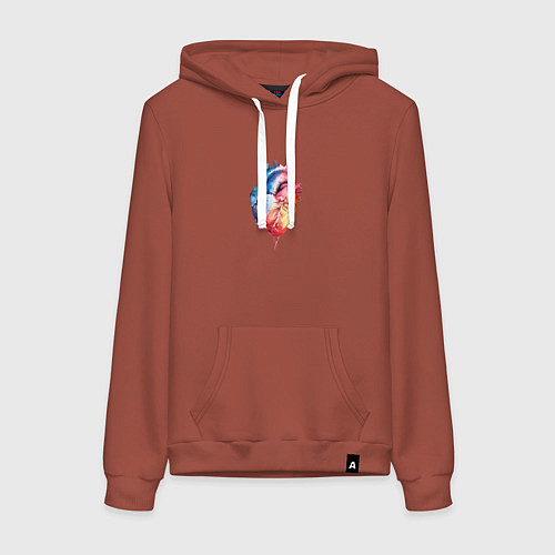 Женская толстовка-худи Краски сердца / Кирпичный – фото 1