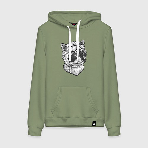 Женская толстовка-худи Енотик лётчик / Авокадо – фото 1