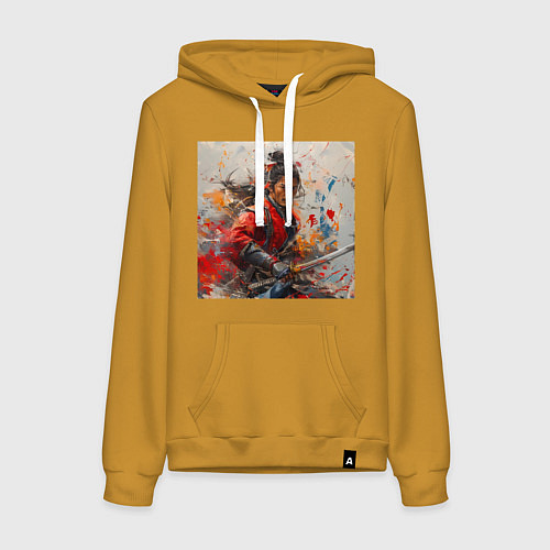 Женская толстовка-худи Краски самурая / Горчичный – фото 1