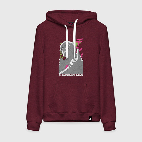 Женская толстовка-худи Человек-бензопила Денджи Denji / Меланж-бордовый – фото 1