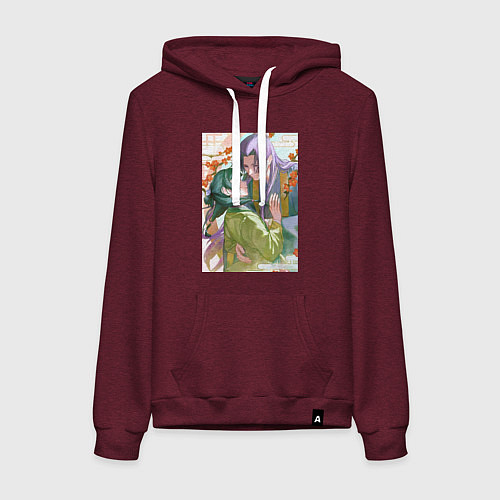 Женская толстовка-худи Монолог фармацевта Жэньши Маомао объятия / Меланж-бордовый – фото 1