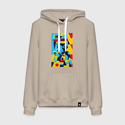 Толстовка-худи хлопковая женская Владимир Ленин - кубизм, цвет: миндальный