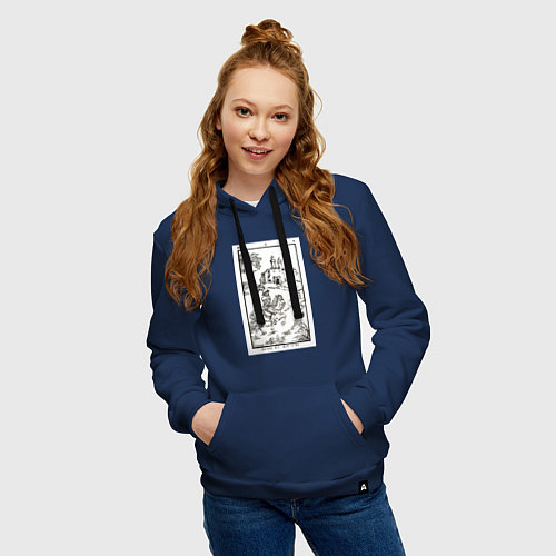 Женская толстовка-худи Девятые врата Молчание - Золото Люцифер LCF / Тёмно-синий – фото 3