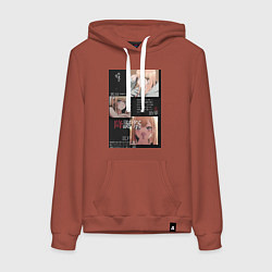 Толстовка-худи хлопковая женская Марин Китагава коллаж, цвет: кирпичный