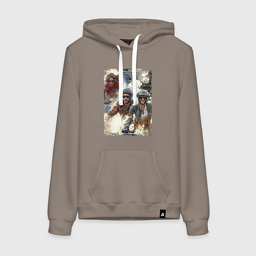 Женская толстовка-худи Мотокросс -акварель / Утренний латте – фото 1