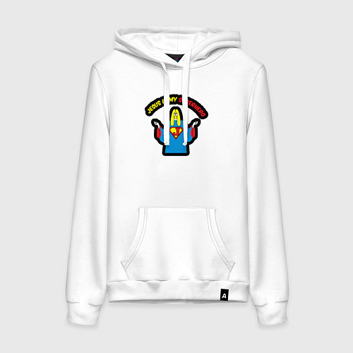 Женская толстовка-худи Иисус мой супергерой / Белый – фото 1