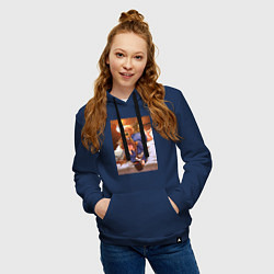 Толстовка-худи хлопковая женская Волчица и пряности Холо с кружкой, цвет: тёмно-синий — фото 2