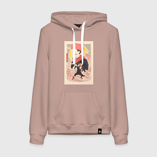 Женская толстовка-худи Магическая битва Сукуна Рёмэн арт / Пыльно-розовый – фото 1