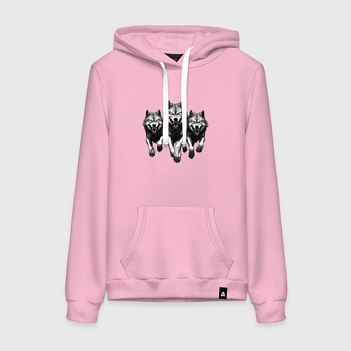 Женская толстовка-худи Бегущие волки / Светло-розовый – фото 1
