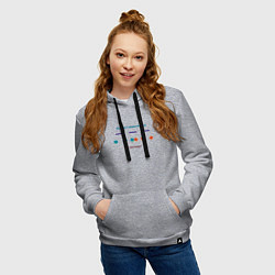 Толстовка-худи хлопковая женская Частицы отрицательные и положительные, цвет: меланж — фото 2