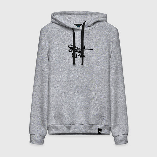 Женская толстовка-худи Сухой Суперджет 100 черный с надписью / Меланж – фото 1