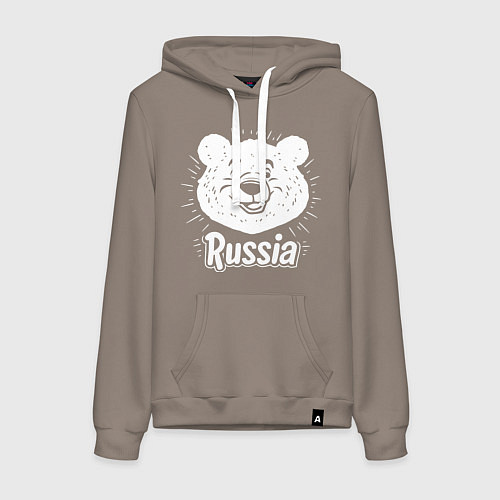Женская толстовка-худи Россия и медведь / Утренний латте – фото 1