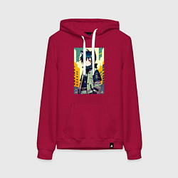 Толстовка-худи хлопковая женская Девочка котёнок - нейросеть, цвет: маджента