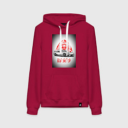 Толстовка-худи хлопковая женская Mazda rx-7 автомобиль, цвет: маджента