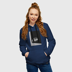 Толстовка-худи хлопковая женская Porsche 911 легендарный автомобиль, цвет: тёмно-синий — фото 2