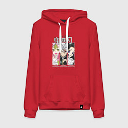 Толстовка-худи хлопковая женская Клинок рассекающий демонов столпы Митсуи Тенген Ши, цвет: красный