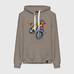 Толстовка-худи хлопковая женская Веселое эндуро по лесам, цвет: утренний латте