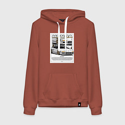 Толстовка-худи хлопковая женская Honda nsx авто, цвет: кирпичный