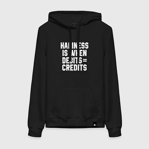 Женская толстовка-худи Счастье когда дебет сходиться с кредитом / Черный – фото 1