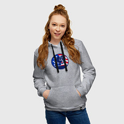 Толстовка-худи хлопковая женская Слон - США, цвет: меланж — фото 2