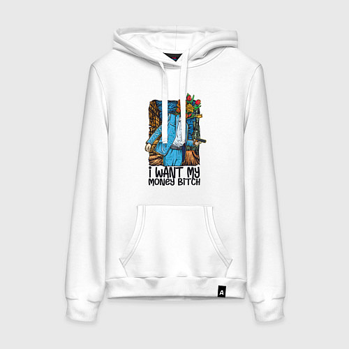 Женская толстовка-худи Отдай мне деньги сучка - букет / Белый – фото 1